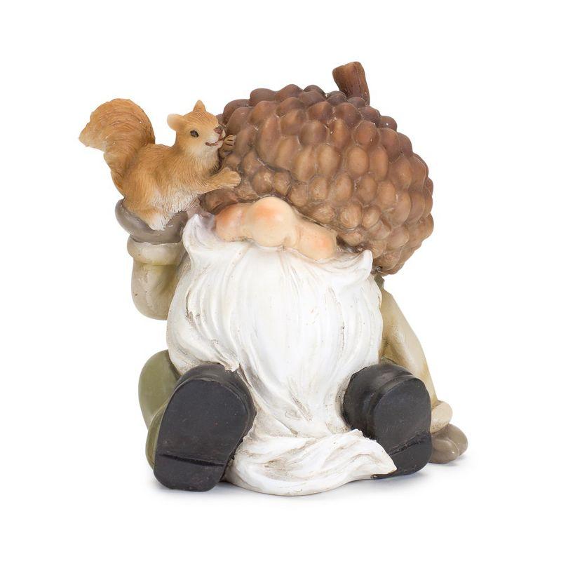 Set of 2 Acorn Hat Gnome Figurines with Squirrel and Hedgehog