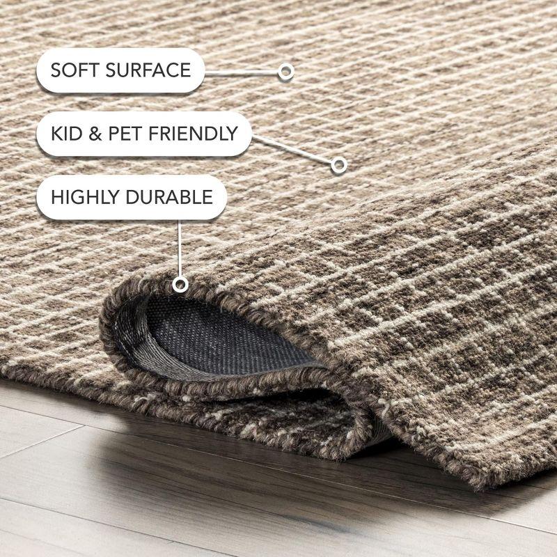 Katasha Checked Wool Brown Area Rug