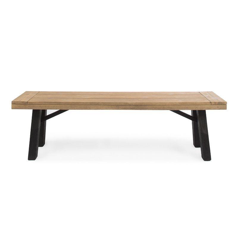 Bettina Acacia Wood Patio Bench - Gray - Christopher Knight Home