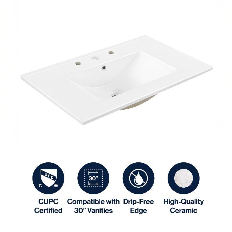 Jonathan Y Ancillary 3-Hole 30" Classic Contemporary Rectangular Ceramic Single Sink Basin Vanity Top