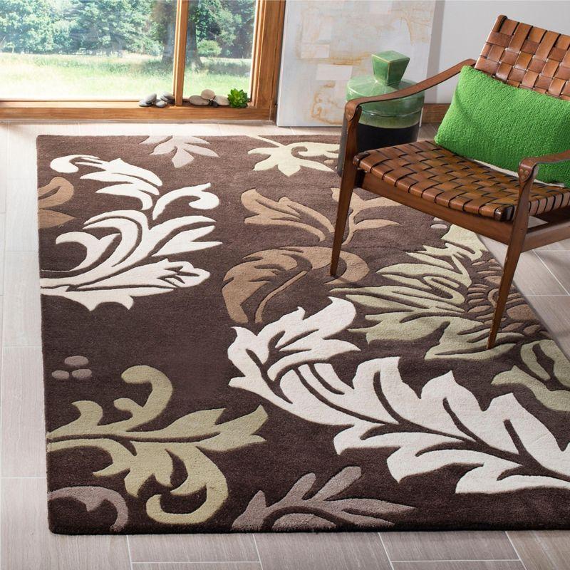 Handmade Tufted Rectangular Brown Wool & Viscose Rug