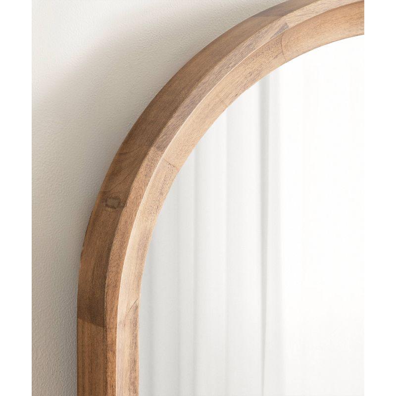 Rustic Brown Arched Wood Wall Mirror for Bathroom Vanity