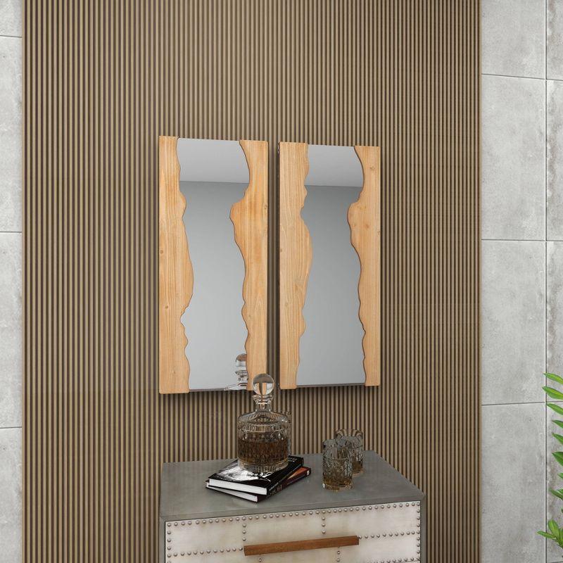 Helgeson Brown Wood Handmade Live Edge Wall Mirror 14"W, 31"H