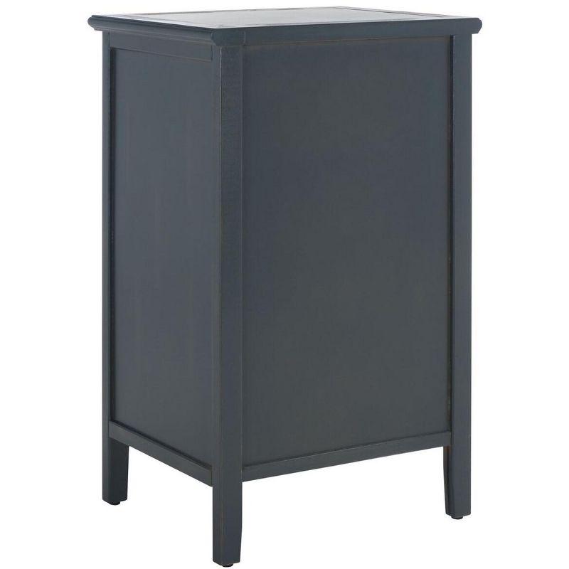 Transitional Steel Teal Wood and Metal Nightstand with Storage