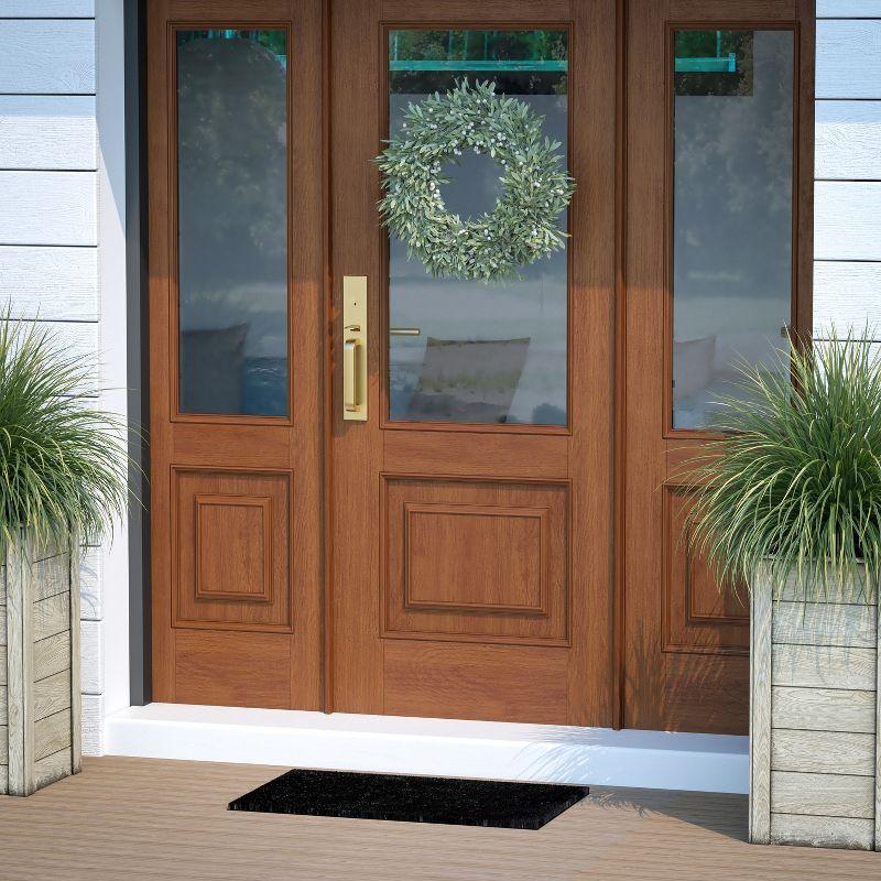 Flash Furniture Harbold 18" x 30" Indoor/Outdoor Solid Natural Coir Doormat with Non-Slip Backing in Black