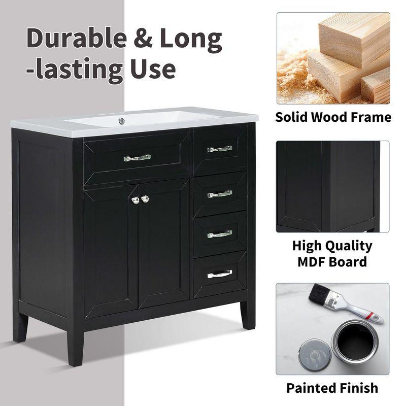 36 Inch Bathroom Vanity, Bathroom Vanity With 3 Drawers, Storage Space, Solid Wood Frame