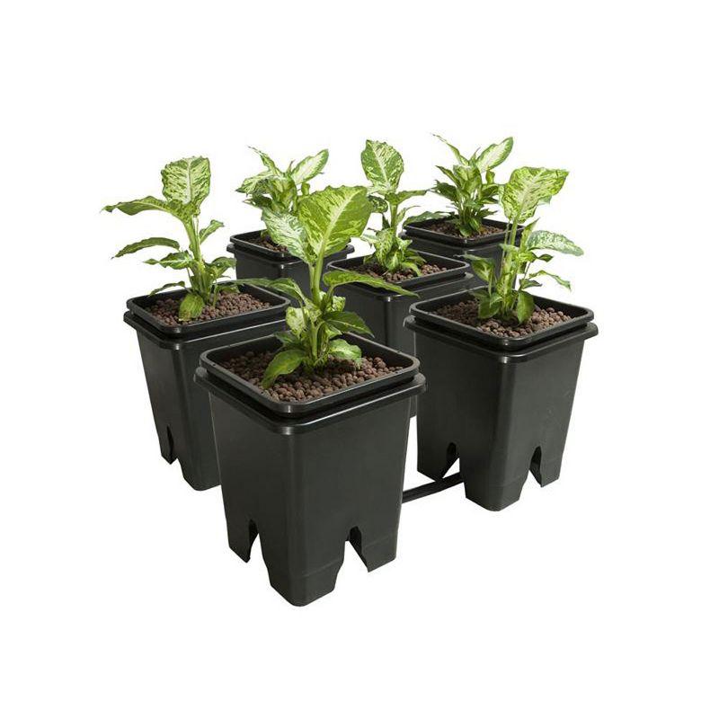 Black 5-Gallon Hydroponic Grow Flow Expansion Kit with 6 Square Pots