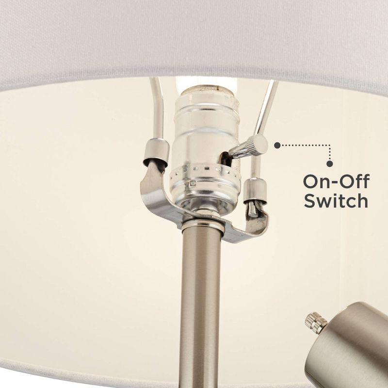 Pacific Coast Lighting 32" Tall Large Modern End Table Lamp with Side Reading Light Silver Brushed Nickel Finish Metal Single Living Room Bedroom