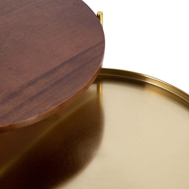 Kate and Laurel Ulani Round Wood Nesting Table, 2 Piece, Walnut Brown and Gold
