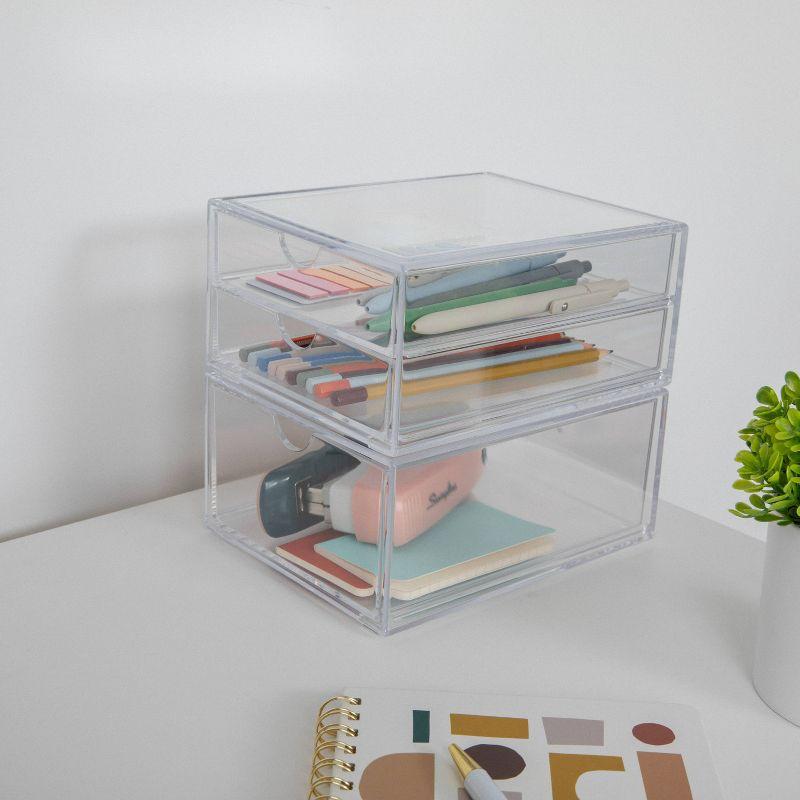 Thomas Martha Stewart Stackable Plastic Office Desktop Organizer Boxes - Single Drawer and 2 Drawers