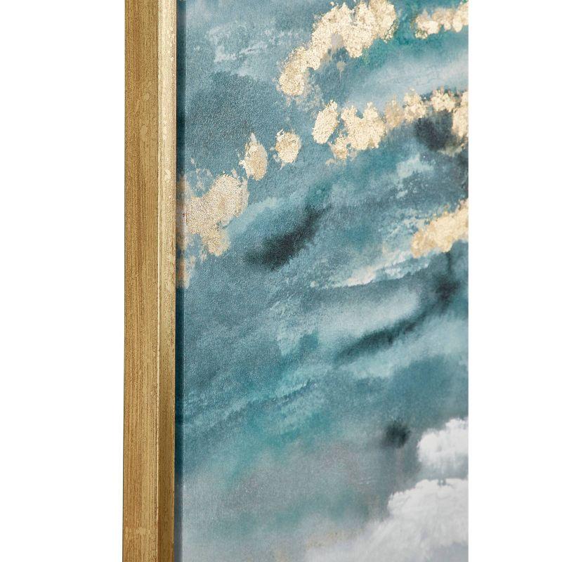 Canvas Geode Enlarge Slice Framed Wall Art with Gold Frame Blue - Olivia & May: Abstract Vertical Decor