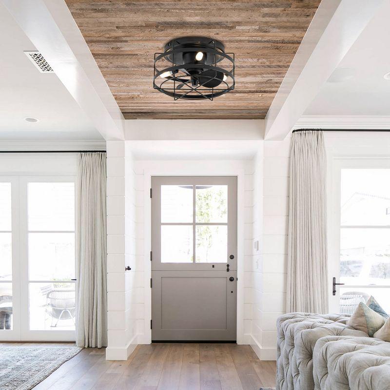 Parrot Uncle 12.2" Modern Black Bladeless Fan Flush Mount Ceiling Fan