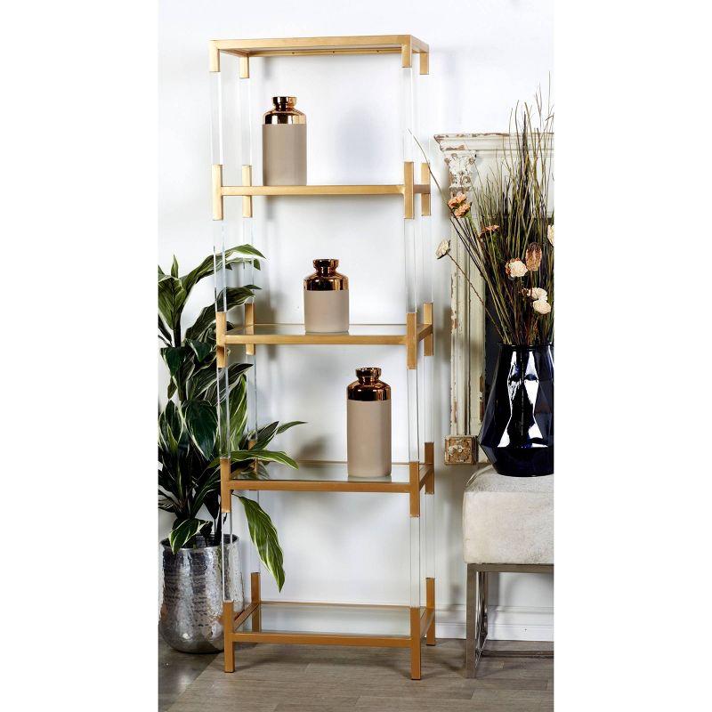 69" Metal and Acrylic Bookcase Gold - Olivia & May: No Assembly, 5 Fixed Shelves