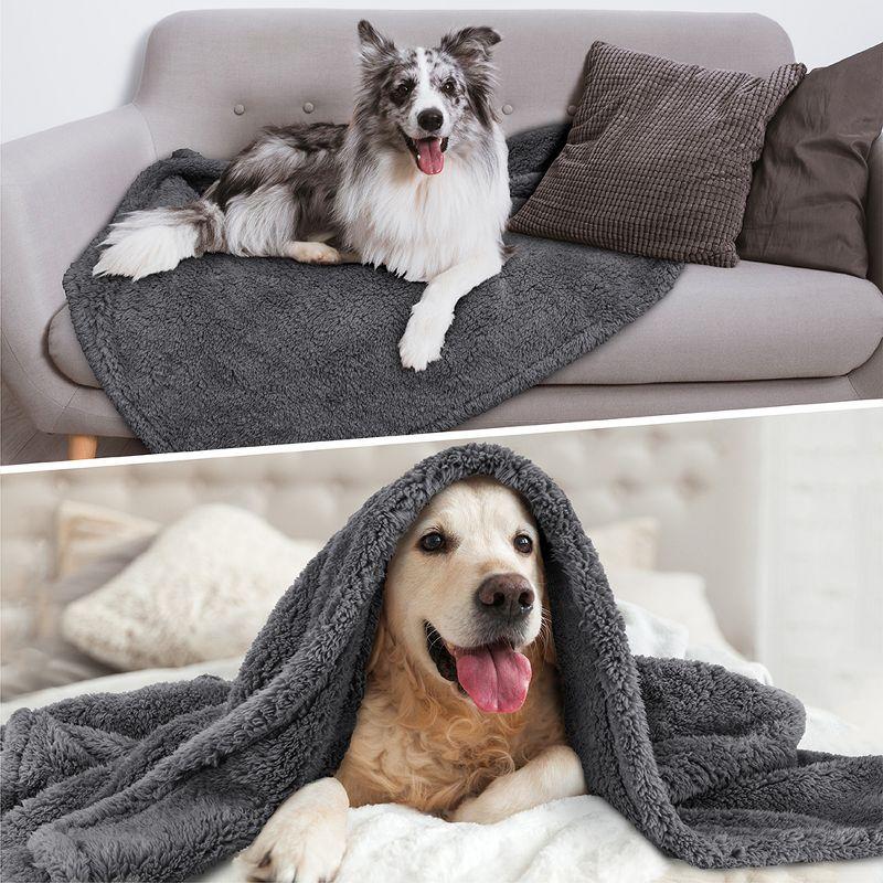 PetAmi Fluffy Dog Blanket for Pet Cat Puppy Kitten, Faux Shearling Soft Fleece Throw, Plush Reversible Washable Couch Cover