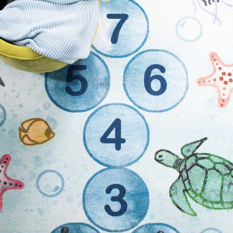 Blue and Grey Kids Playhouse Underwater Hopscotch Rug