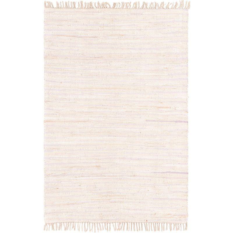 Beige Handwoven Cotton Striped Reversible Area Rug 4' x 6'