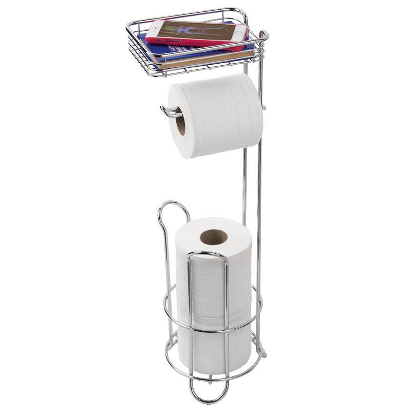 iDesign Classico Free Standing Toilet Paper Holder with Shelf for Bathroom