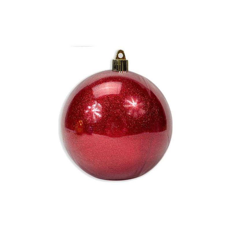 Red Sparkle Shatterproof Plastic 4" Round Ornaments Set