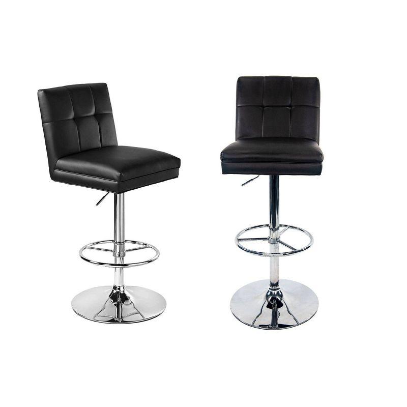 Set of 2 Sloan Adjustable Faux Leather Swivel Barstools Black - Boraam: Modern Metal Frame, 250lb Capacity