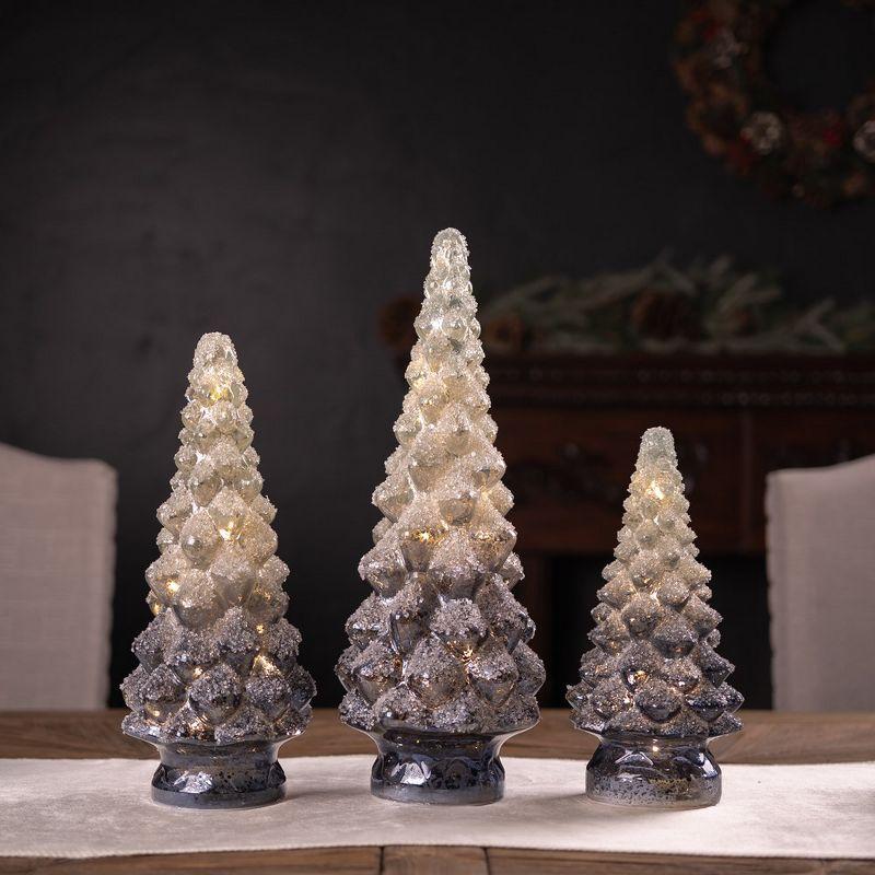 Frosted Ombre Glass Winter Tree Figurines Set