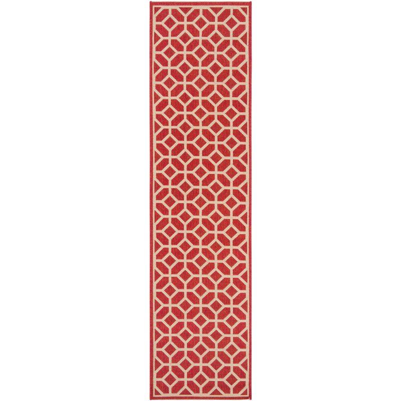Beach House BHS127 POWER LOOMED Indoor/Outdoor Runner Rug - Red/Creme - 2'2"x6' - Safavieh