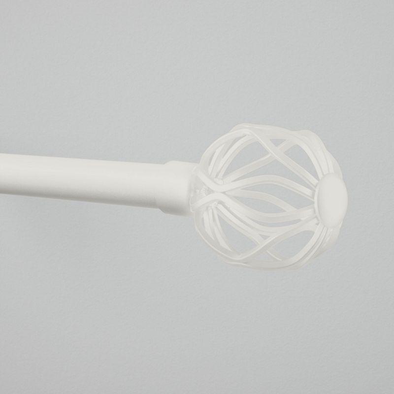 EXCLUSIVE HOME Ogee 1" Curtain Rod and Coordinating Finial Set, Matte White, Adjustable 36"-72"