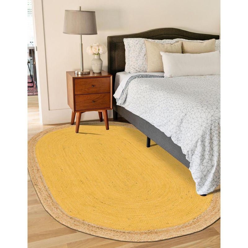 Yellow Oval Braided Jute 8' x 10' Area Rug