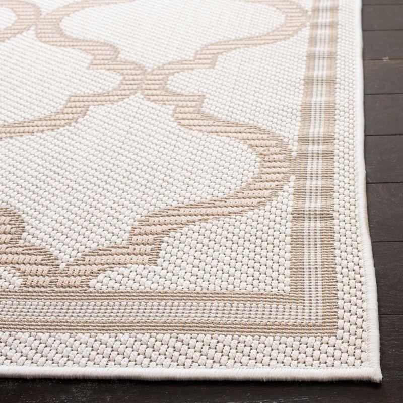 Ivory Beige Trellis 5'3" x 7'6" Stain-Resistant Outdoor Area Rug