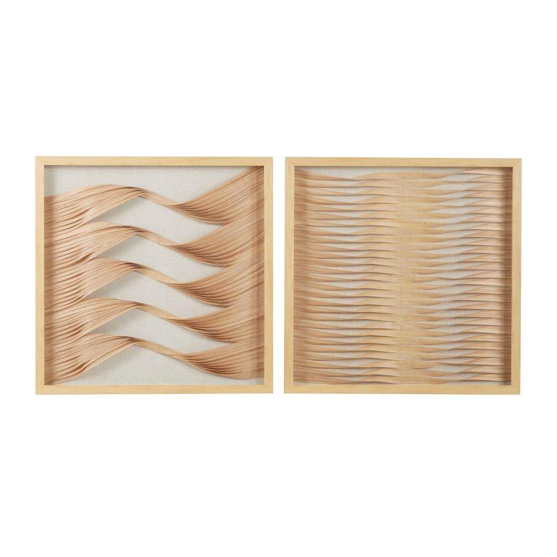 2 Piece Framed Wood Ribbon Shadow Boxes Wall Décor Set