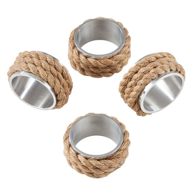 Saro Lifestyle Rope Napkin Ring, Natural (Set of 4)