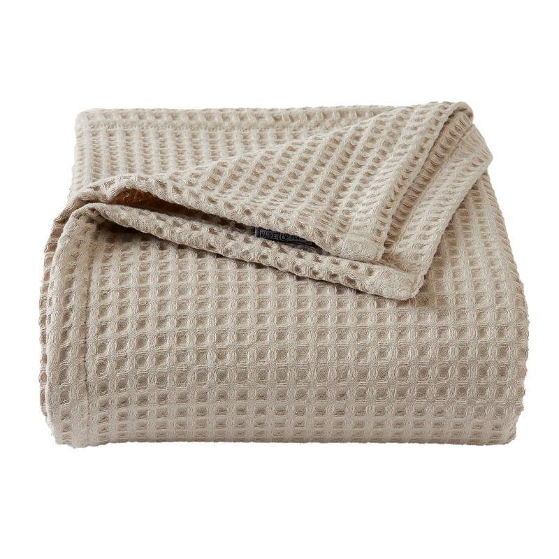 Market & Place 100% Cotton Waffle Weave Bed Blanket Full/Queen Taupe