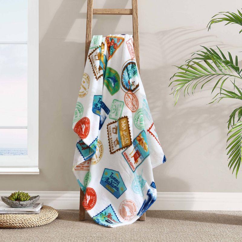 Tommy Bahama Home Wallpaper Leaves Plain Weave / Muslin Throw Blanket
