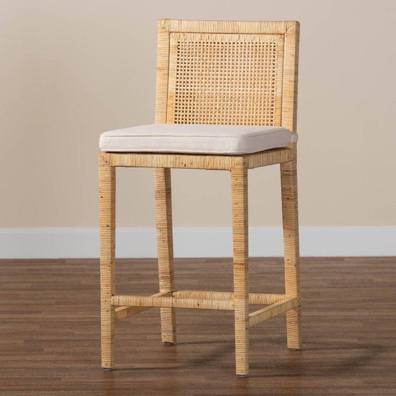 Sofia Wood and Rattan Counter Height Barstool Natural - bali & pari