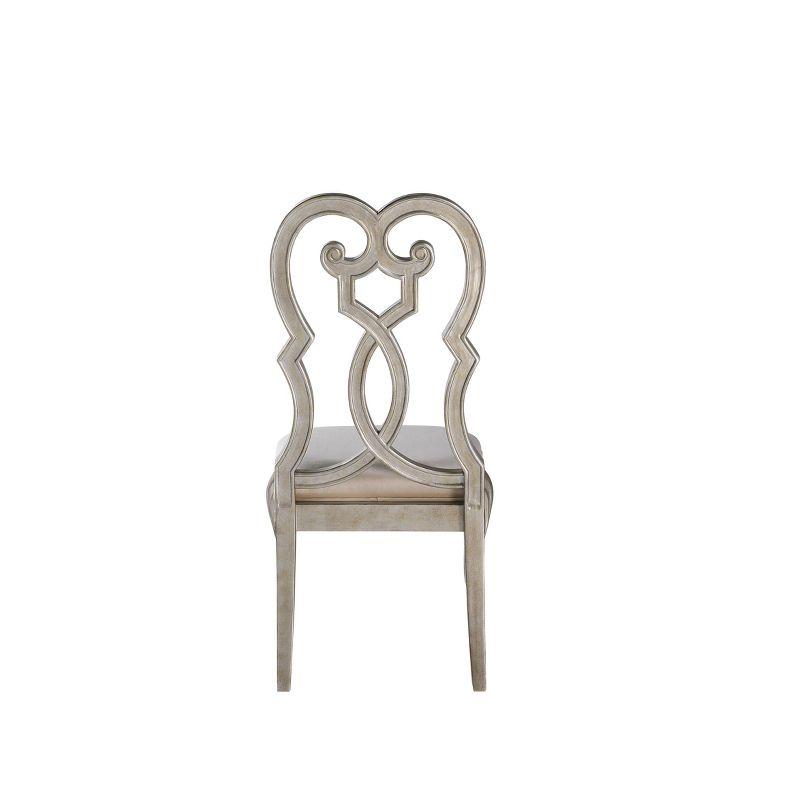 Set of 2 23" Esteban Dining Chairs Ivory Velvet/Antique Champagne Finish - Acme Furniture