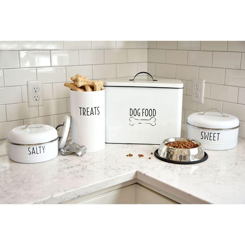 Outshine Co Outshine White Farmhouse Dog Food Bin Storage Container Cute Pet Food And Treat Canister With Lid & Reviews | Wayfair