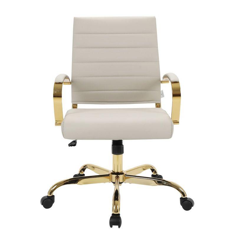 Everly Quinn Naudain Leather Office Chair – Modern Executive Swivel Task Chair with Wheels, Adjustable Height & Padded Arms for Desk or Conference Room