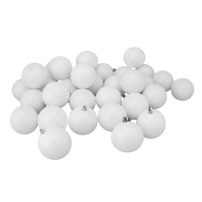 Winter White Shatterproof Plastic Christmas Ball Ornament Set, 60 Pieces