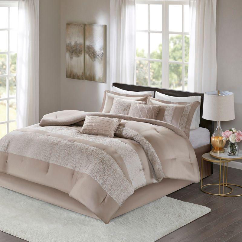 King White Microfiber 7-Piece Jacquard Bedspread Set