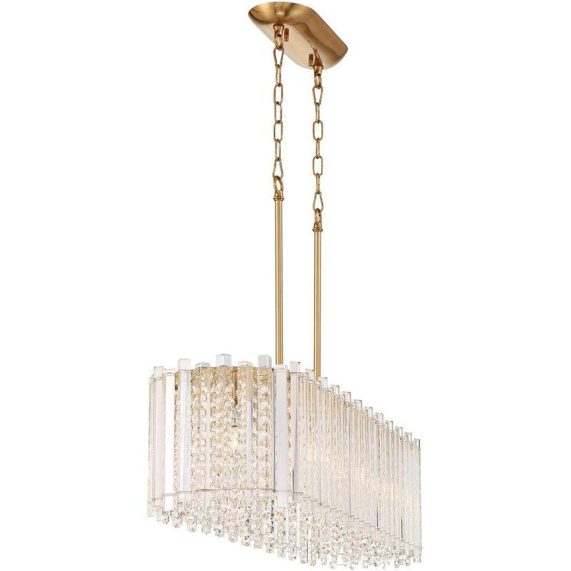 Possini Euro Design Mirabell Gold Linear Island Pendant Chandelier 34" Wide Modern LED Clear Glass Crystal 6-Light Fixture for Dining Room Kitchen