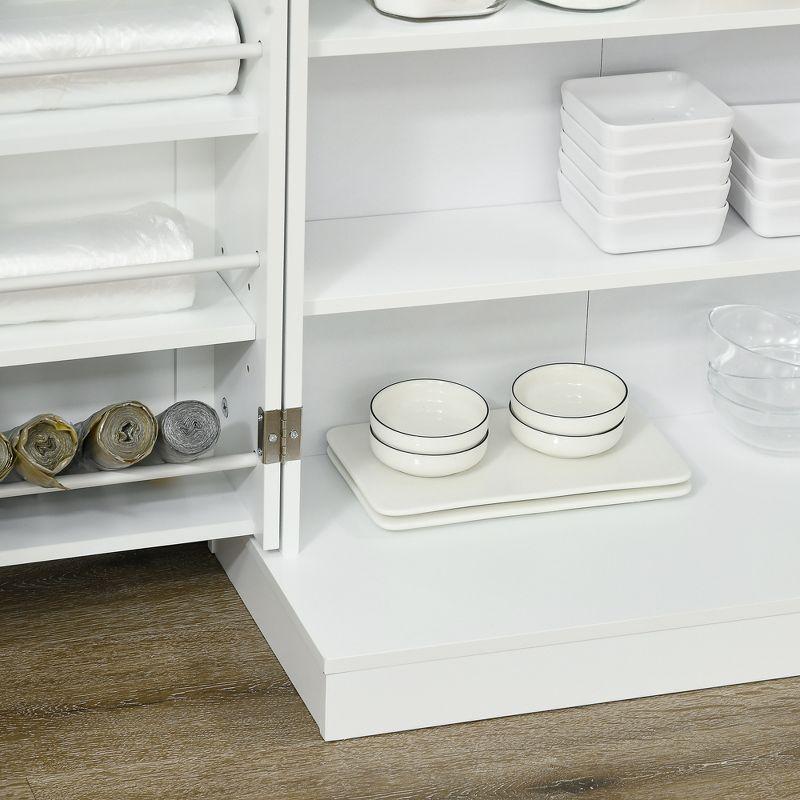 Latitude Run® HOMCOM 41" Modern Kitchen Pantry Freestanding Storage Cabinet With Double Doors Adjustable Shelves For Living Room - White