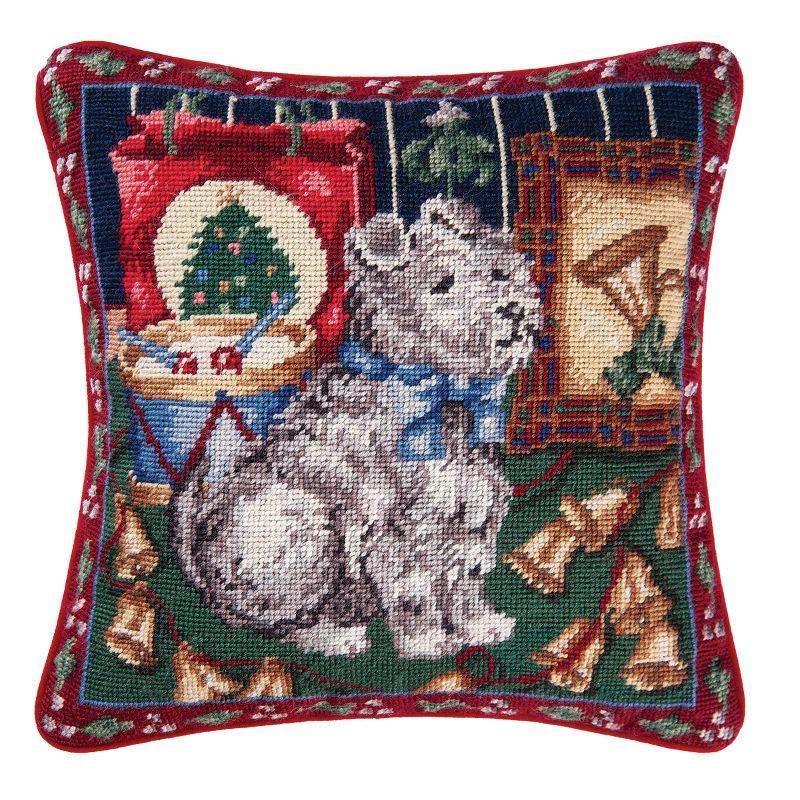 C&F Home 14" x 14" Scotty Dog Christmas Needlepoint Pillow
