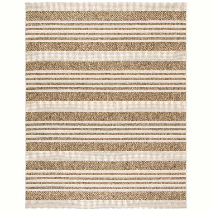 Caroline Striped Brown/Bone Synthetic 8' x 11' Indoor/Outdoor Area Rug