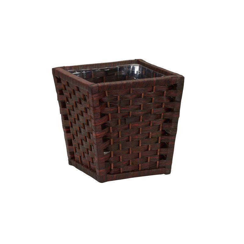 Dark Brown Woven Paper Rope Waste Basket with Plastic Liner