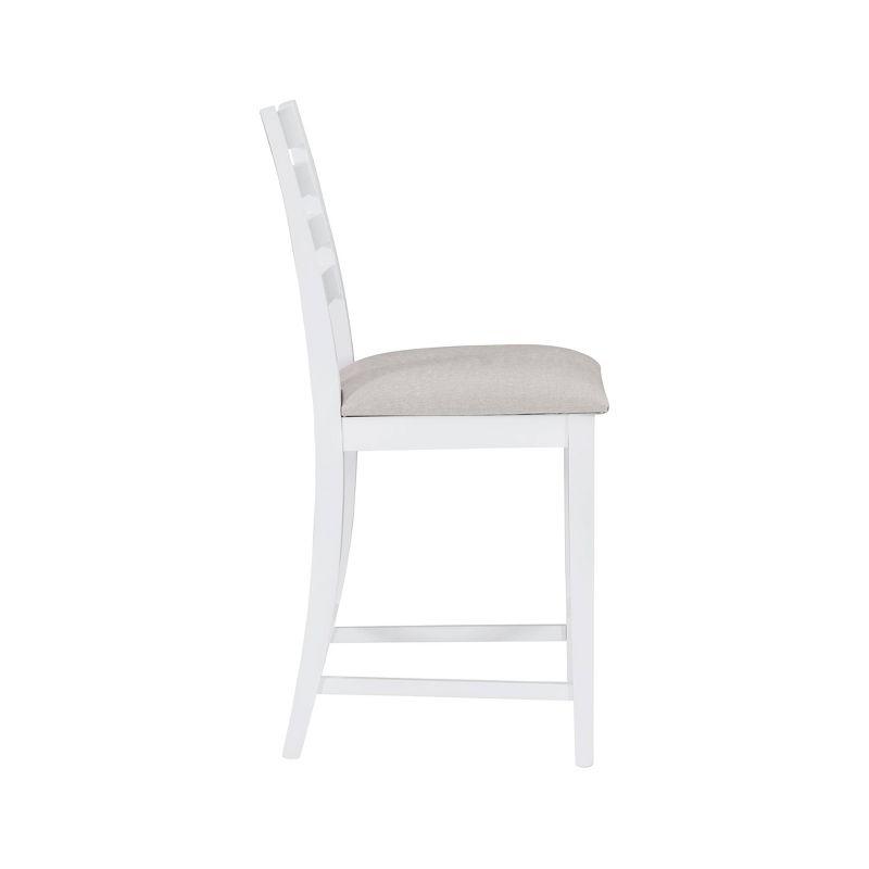 Set of 2 Flynn Ladder Back Counter Height Barstools Upholstered White - Linon: No Assembly, Solid Beechwood