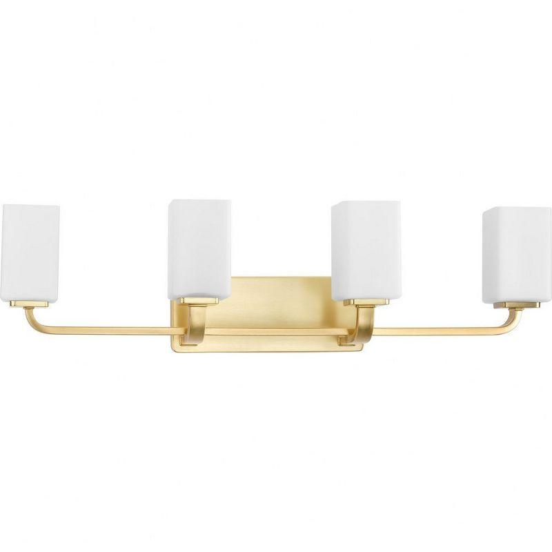 Progress Lighting Cowan 4-Light Wall Light, Satin Brass, Etched Opal Glass Shade