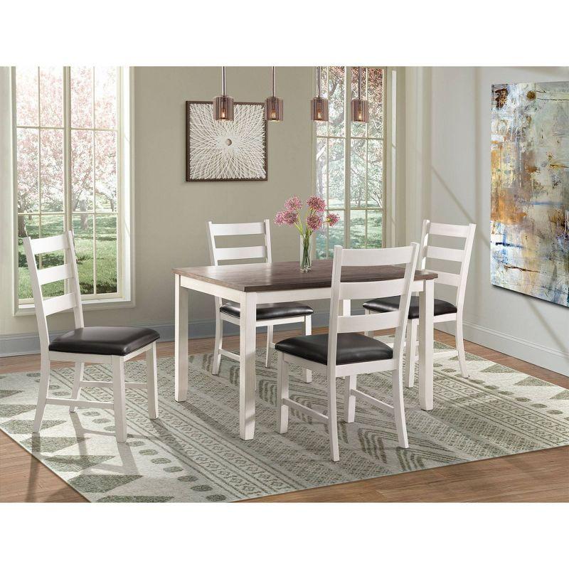 Kona Brown and White 5-Piece Dining Set with Upholstered Chairs