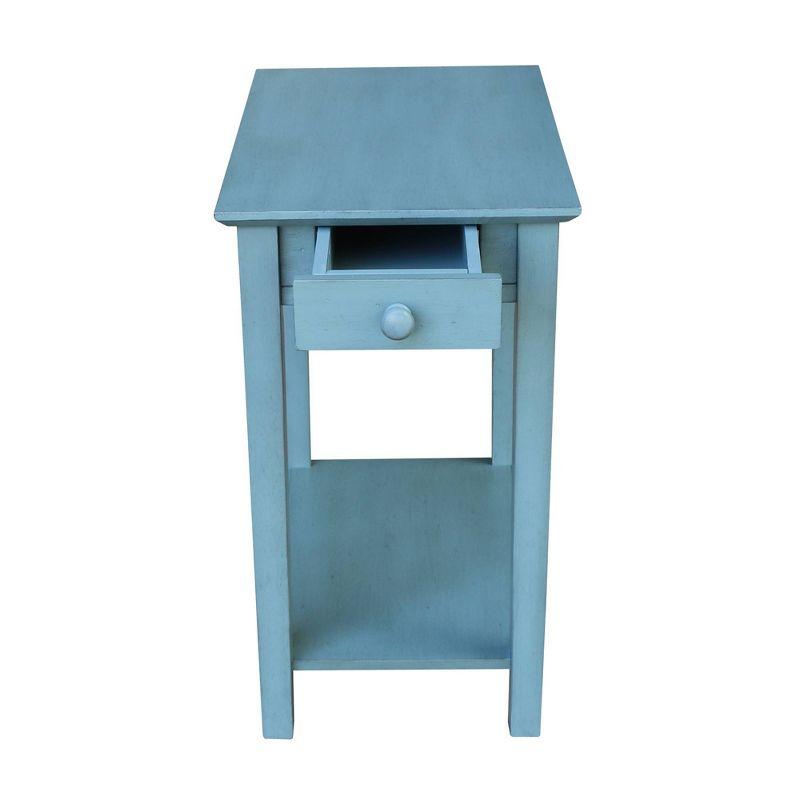 Ocean Blue Traditional Elegant Solid Parawood End Table with Storage