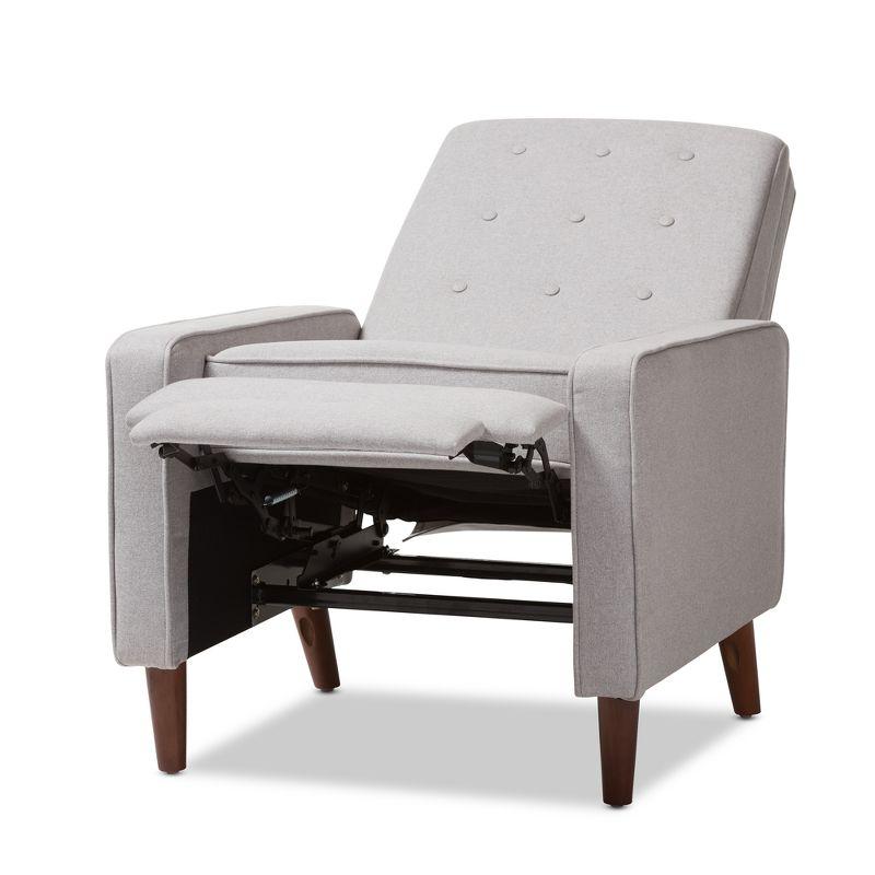 Mathias Mid Century Modern Fabric Upholstered Lounge Chair Light Gray - Baxton Studio: Recliner, Home Office Furniture