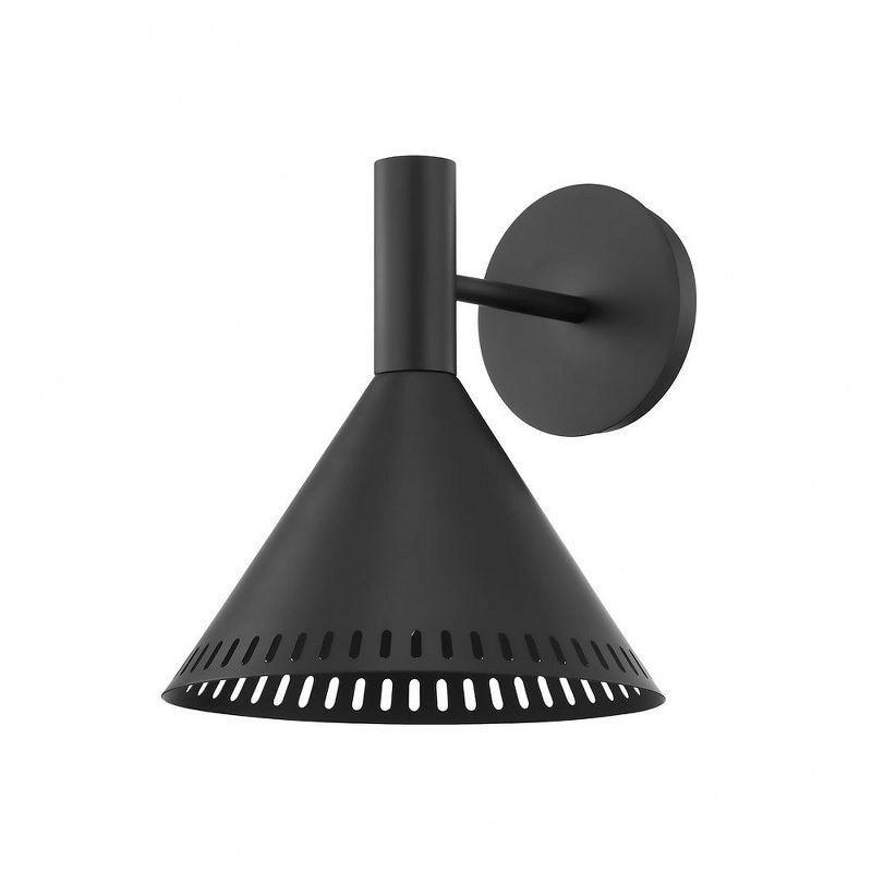 Atticus Satin Black Dimmable Industrial Sconce with Mid-Century Flair