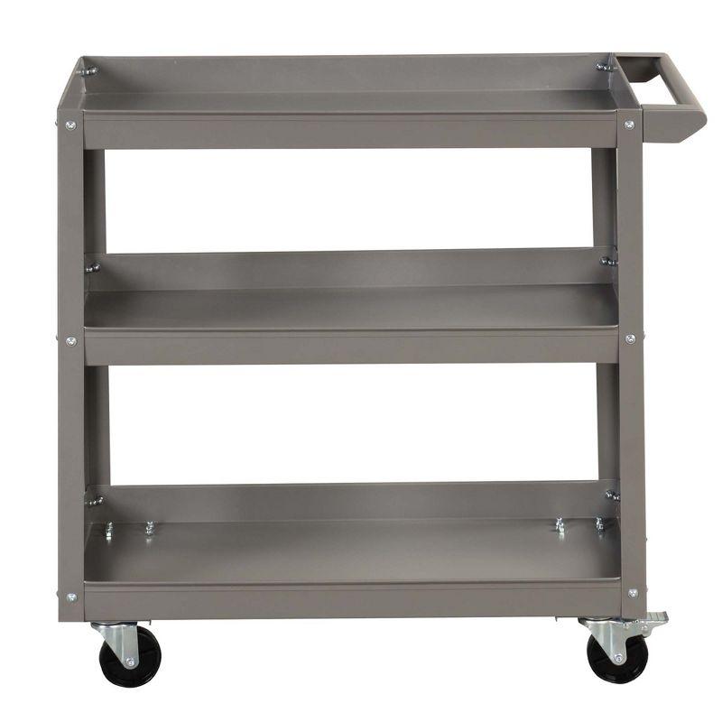 Costway 3-Tier Metal Utility Cart 400 lbs Storage Service Trolley Tool Storage Gray